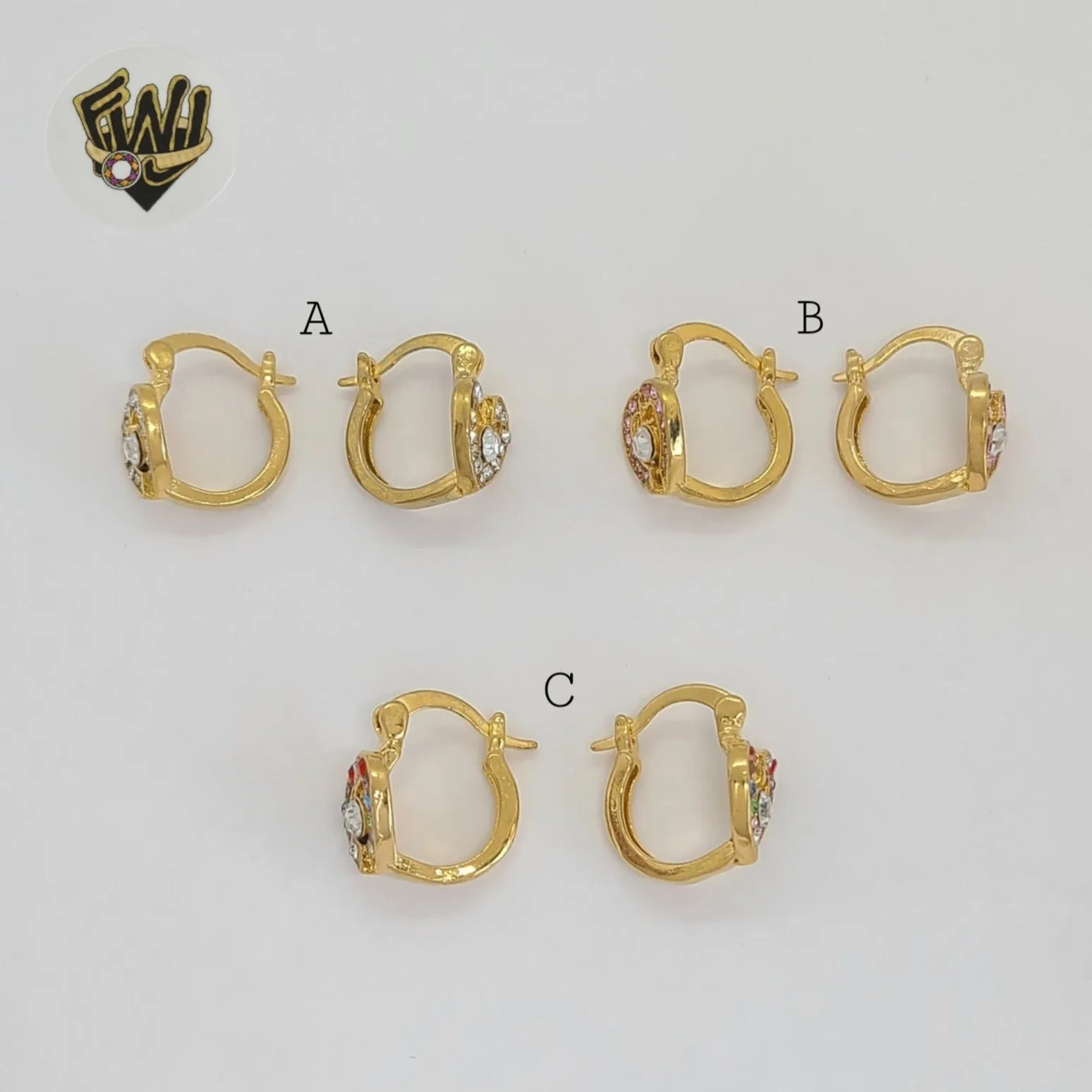 (1-2615-1) Gold Laminate - Zircon Heart Hoops - BGO