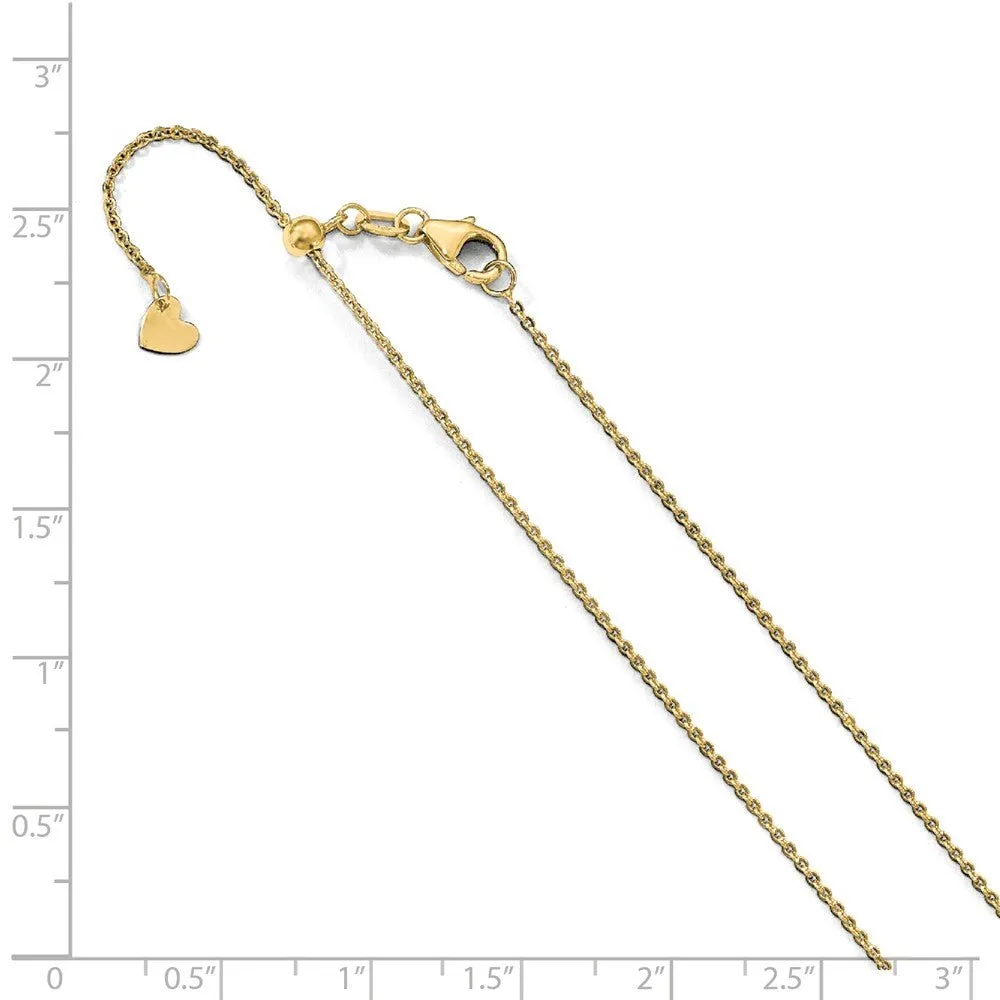 1.25mm 14k Yellow Gold Adjustable Flat Cable Chain Necklace