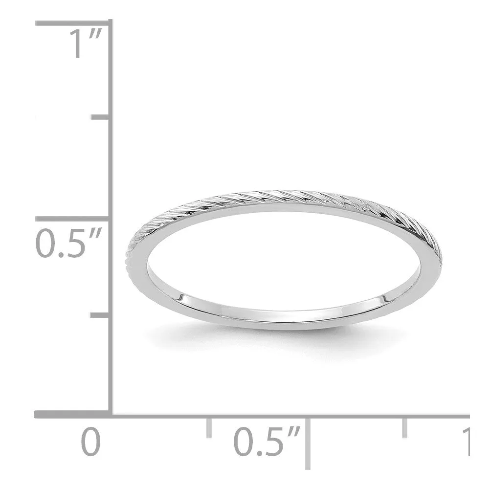 1.2mm 14k White Gold Twisted Pattern Stackable Band