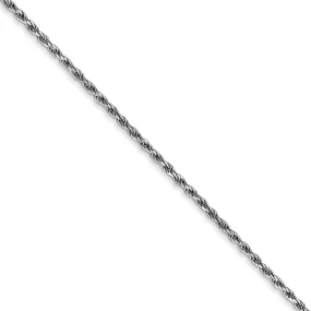 1.3mm, 14k White Gold, Diamond Cut Rope Chain Necklace