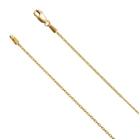 1.5mm 14k Yellow Gold Solid Cable Chain Lobster Clasp Necklace