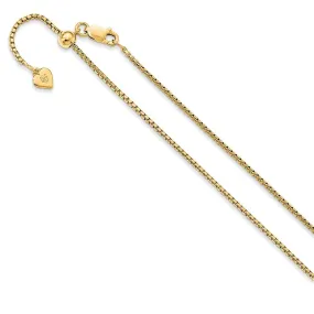 1.5mm Gold Tone Plated Silver Adj. Hollow Round Box Chain Necklace