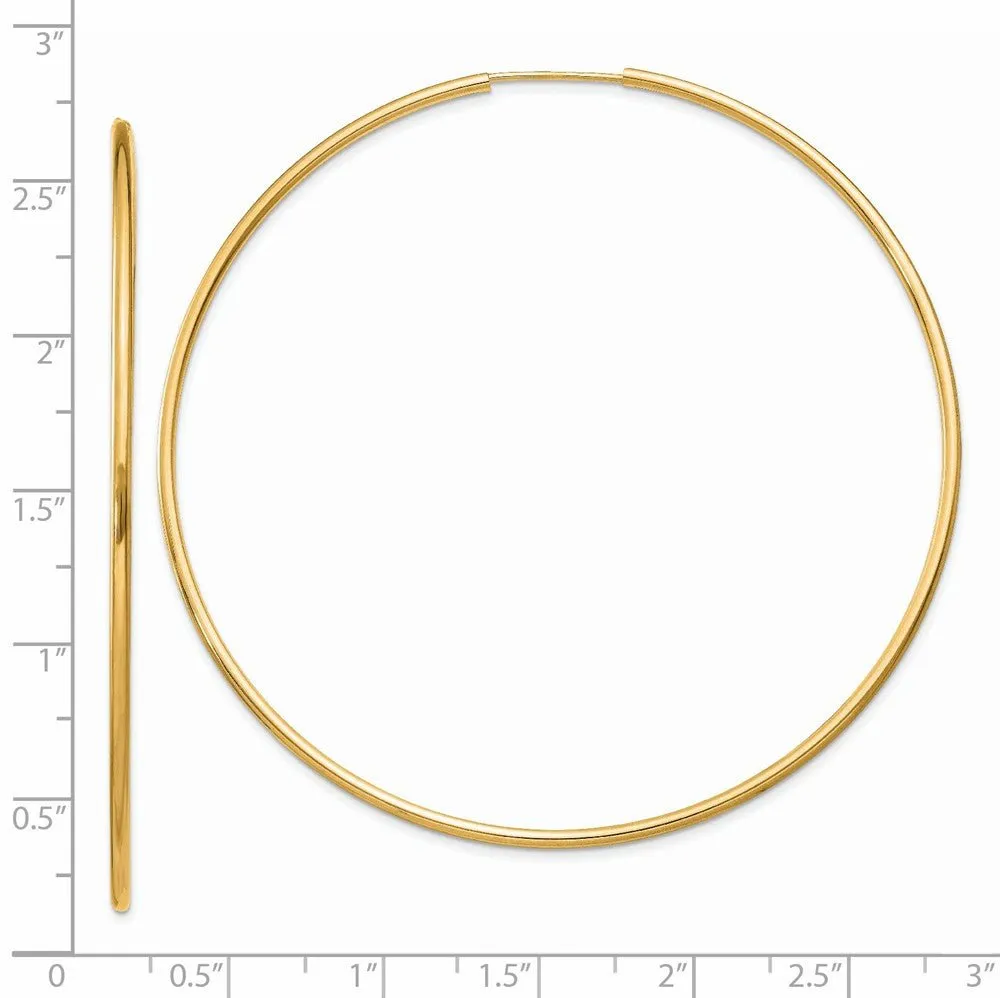 1.5mm x 64mm 14k Yellow Gold Polished Round Endless Hoop Earrings