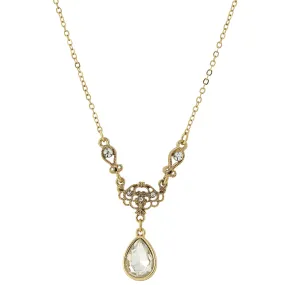 1928 Jewelry Crystal Teardrop Y-Necklace 16"   3" Extender