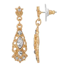 1928 Jewelry Deco Eleganza Euro Crystal Filigree Drop Earrings