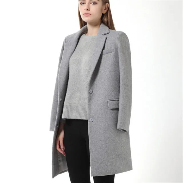 2017 Hot Sale Woman Wool Coat High Quality Winter Jacket Women Slim Woolen Long Cashmere Coats Cardigan Jackets Elegant Blend