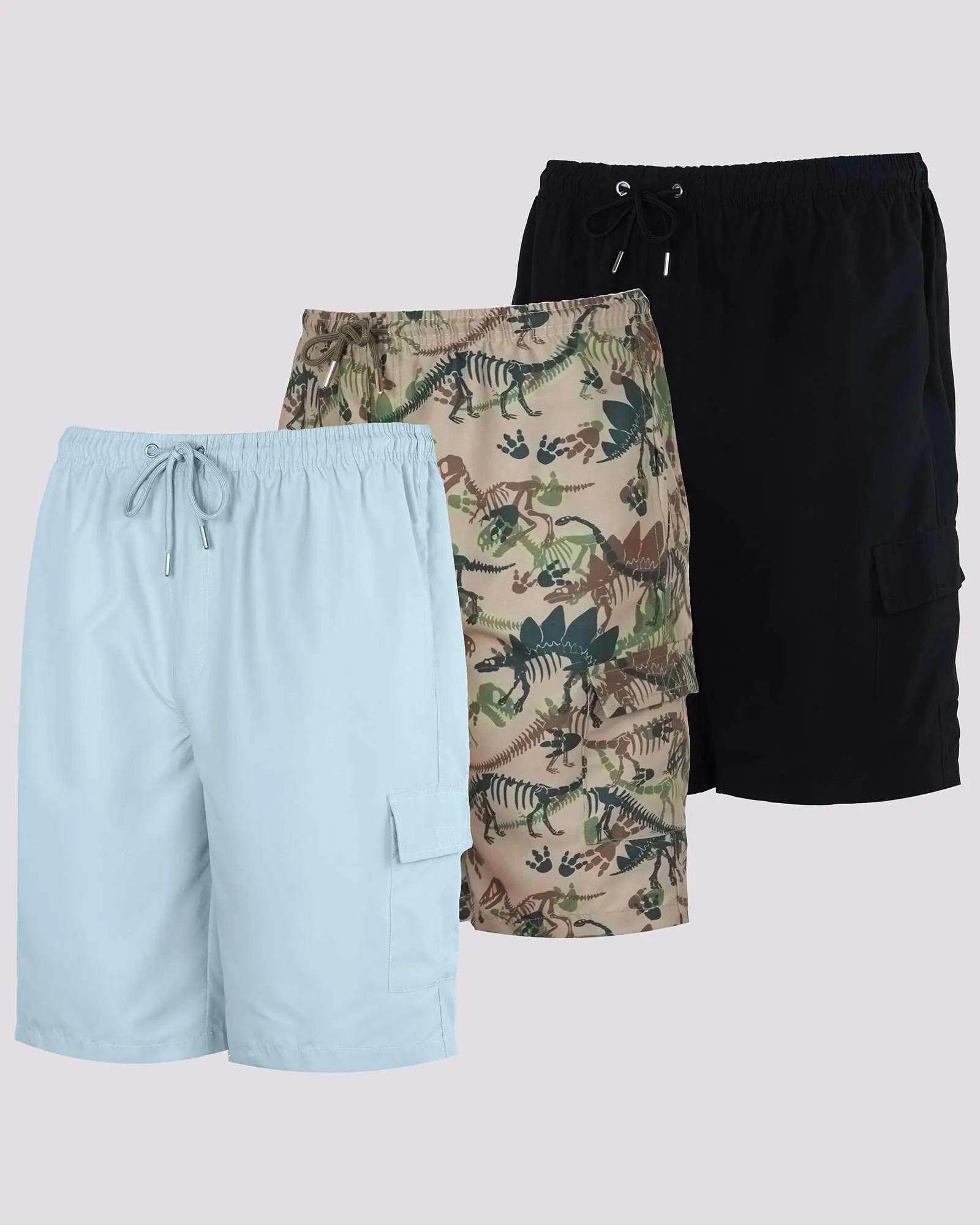 3 Pack: Boys' Swim Trunks with Cargo Pockets