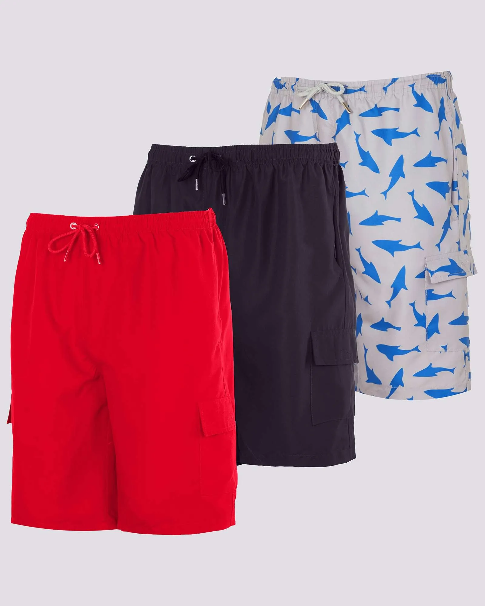 3 Pack: Boys' Swim Trunks with Cargo Pockets