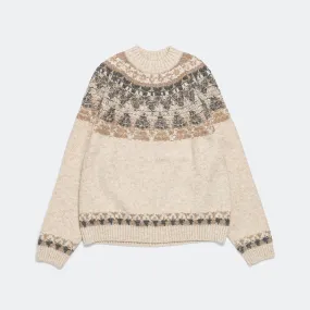 5G Wool NORDIC SMILIE Patch Raglan Sweater - Ecru