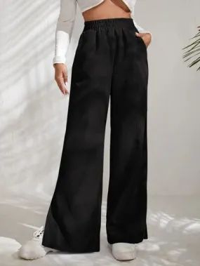 6 Slit Pocketed High Waist Wide Leg Pants