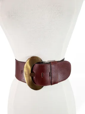 80s Wide Leather Belt - sm, med