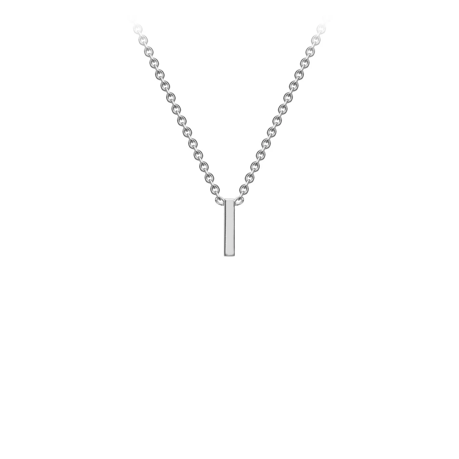 9K White Gold 'I' Initial Adjustable Letter Necklace 38/43cm