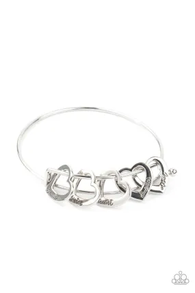 A Charmed Society Silver Inspirational Heart Bracelet - Paparazzi Accessories