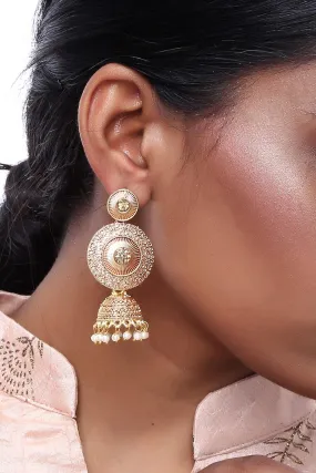 Alloy Jhumka Dangling Earrings in Rose Gold