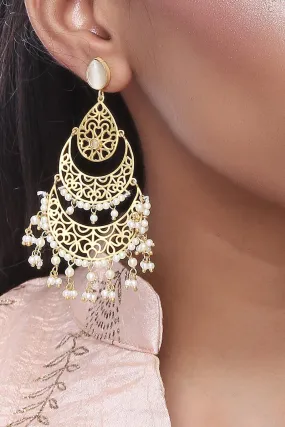 Alloy Large Dangle Earrings in Gold