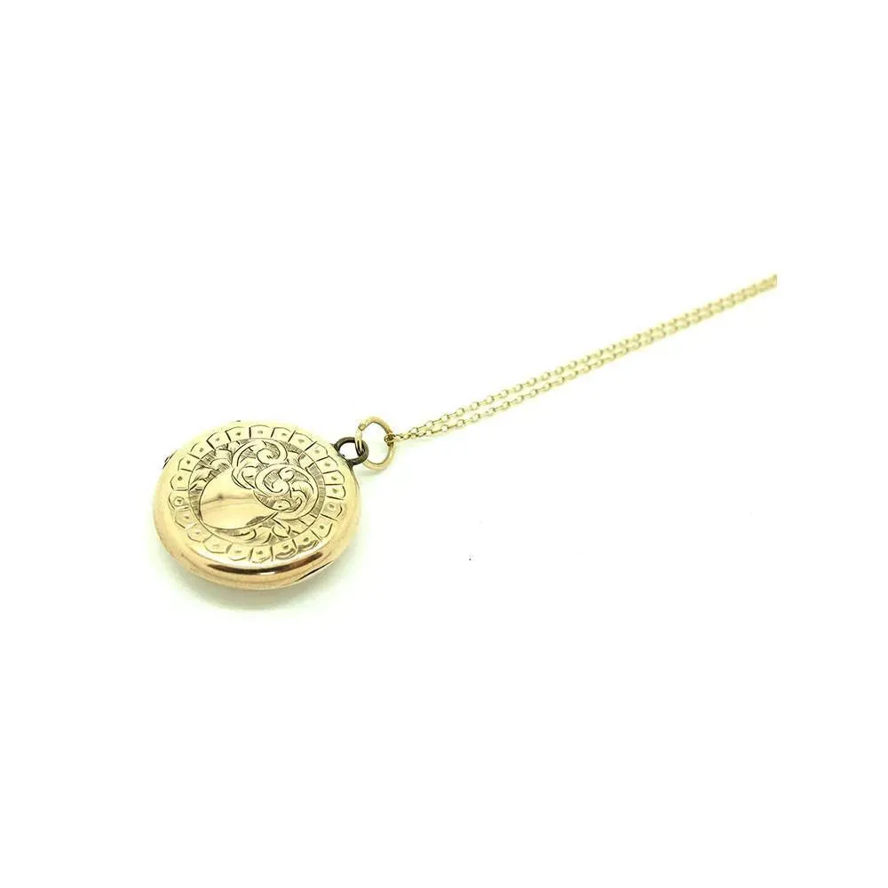 Antique Victorian 9ct Gold Round Locket Necklace