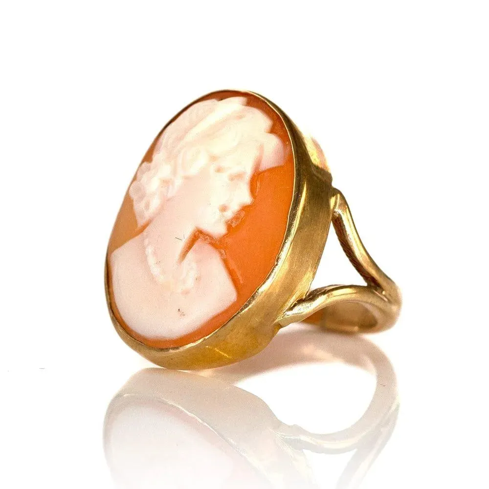 Antique Victorian Lady Cameo 9ct Gold Ring