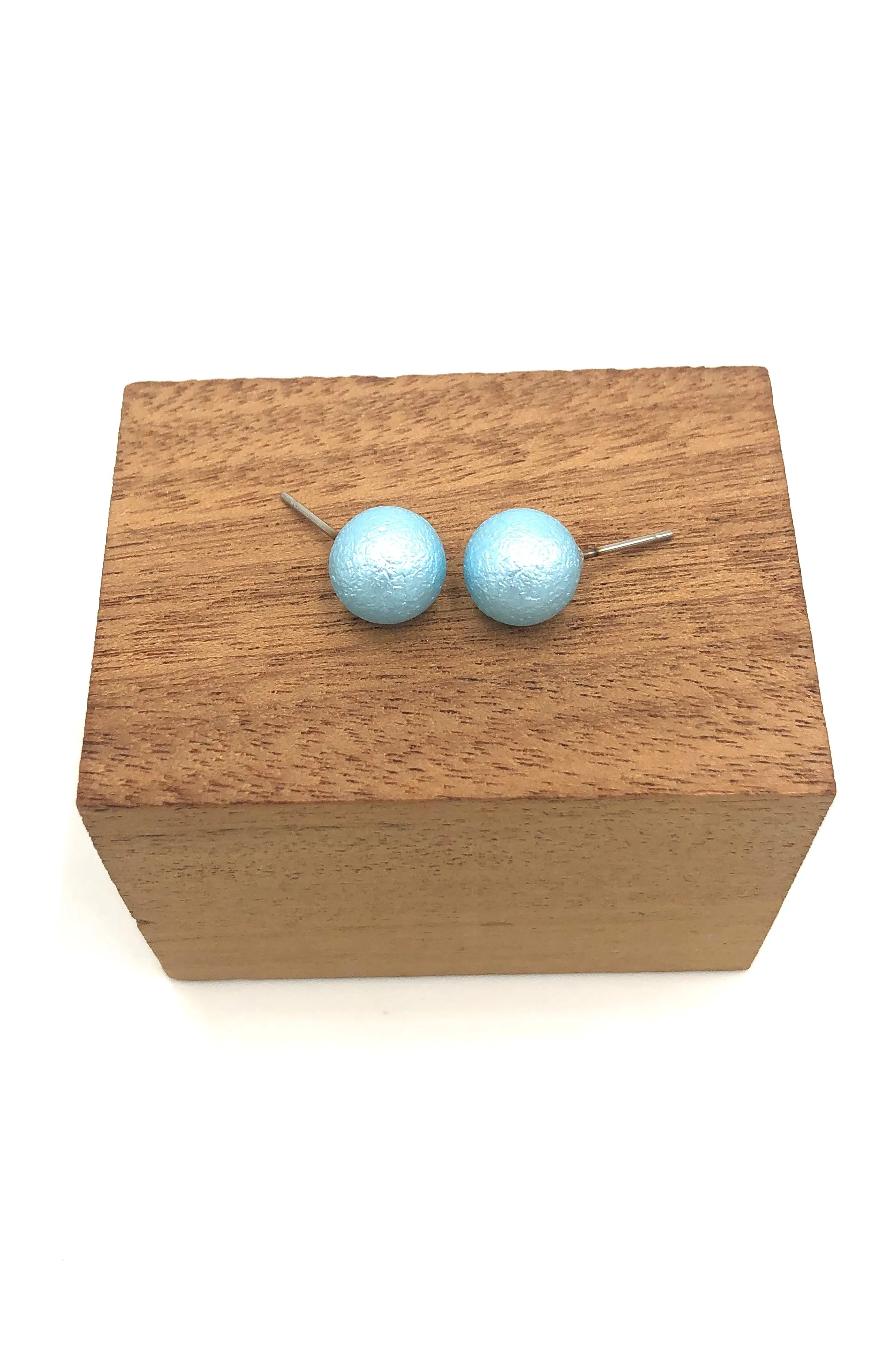 Aqua Pitted Lucite Large Ball Stud Earrings