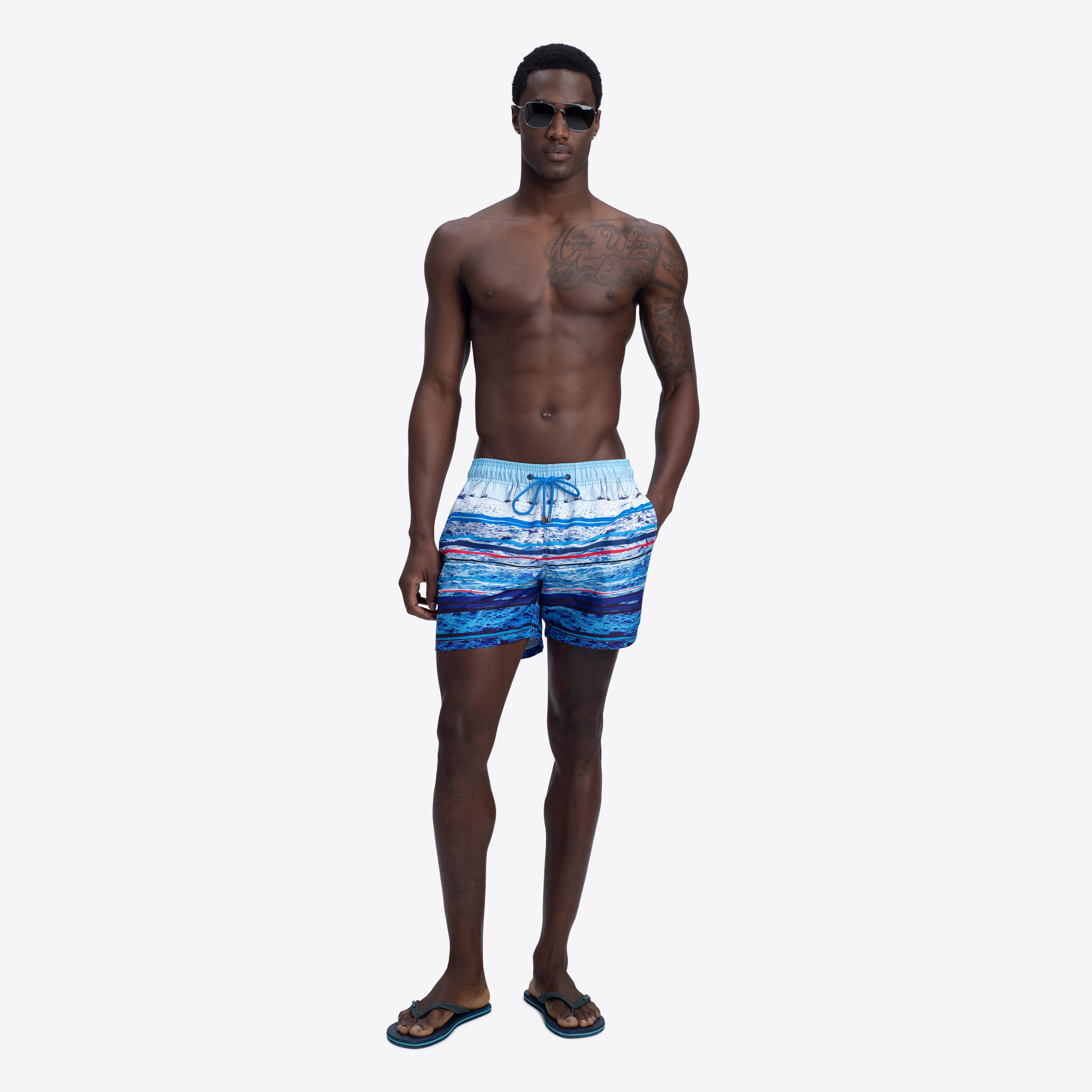 ARCHER Ocean Print Swim Trunks