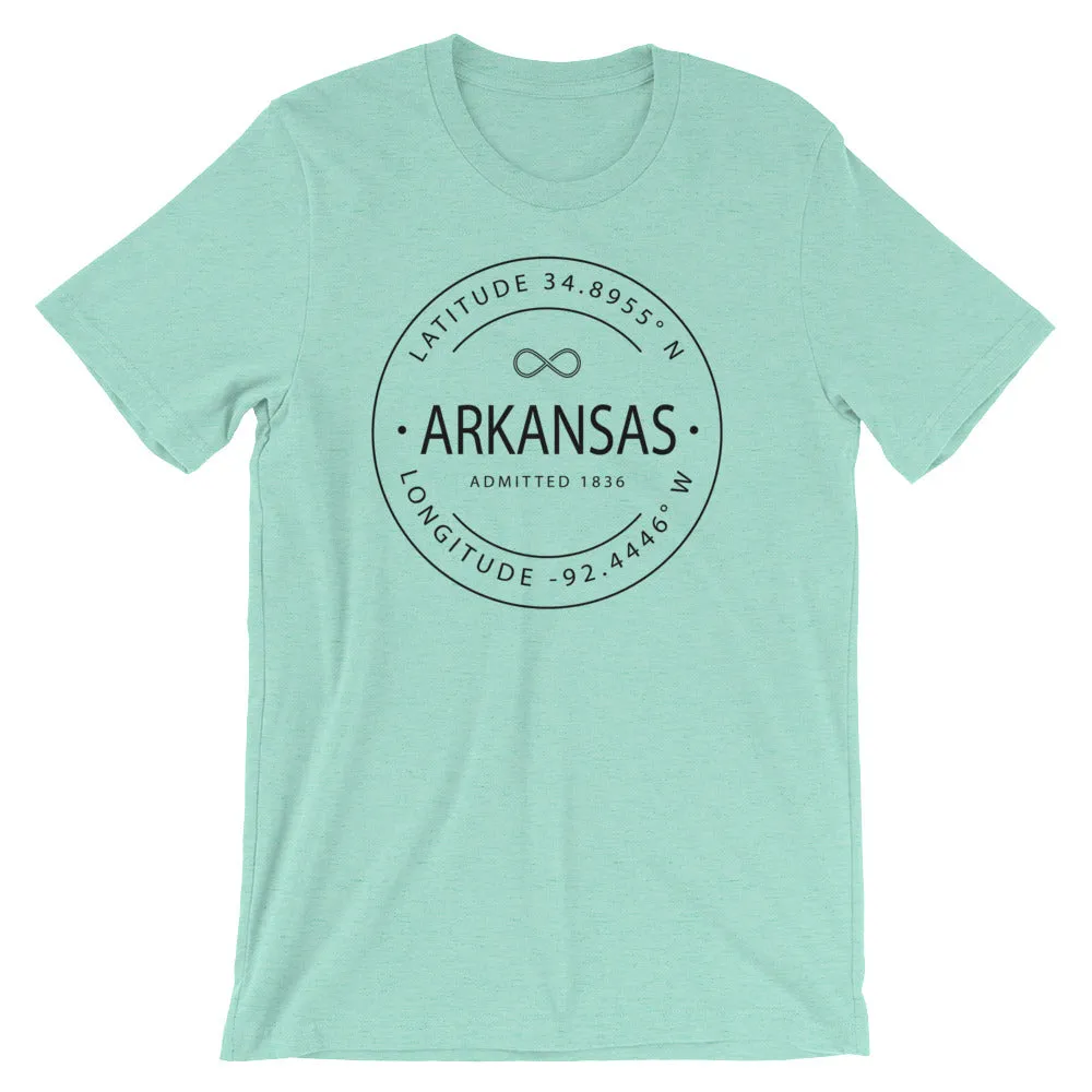 Arkansas - Short-Sleeve Unisex T-Shirt - Latitude & Longitude