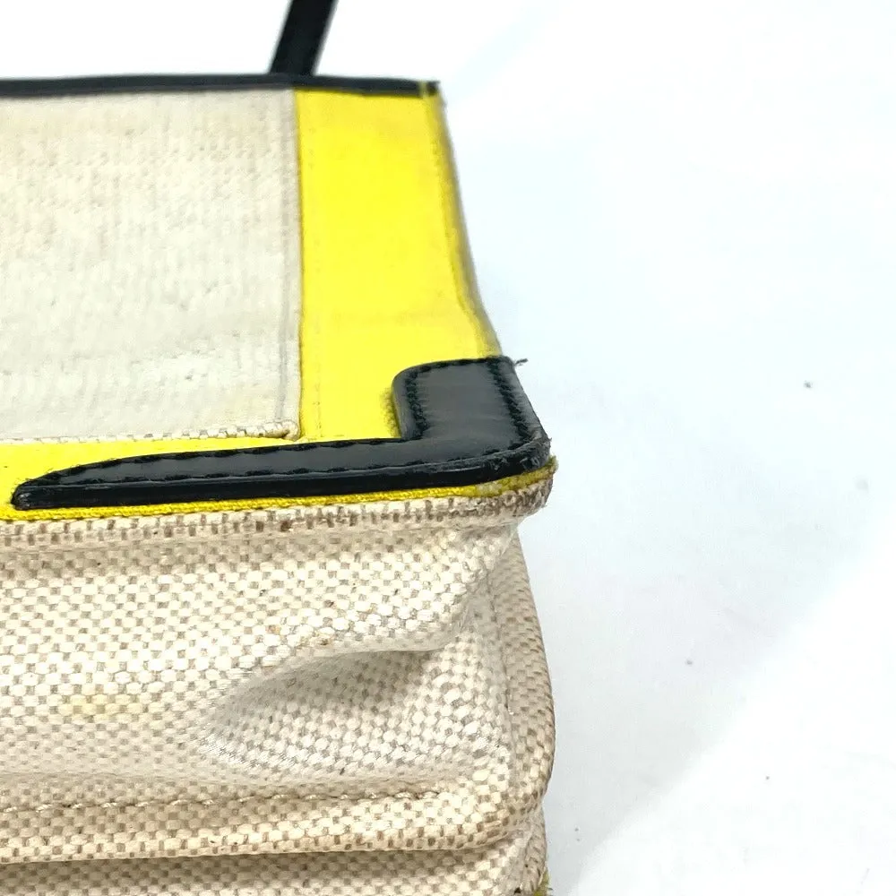 BALENCIAGA Shoulder Bag 339937 Leather / coated canvas yellow Navy Pochette Women Used Authentic