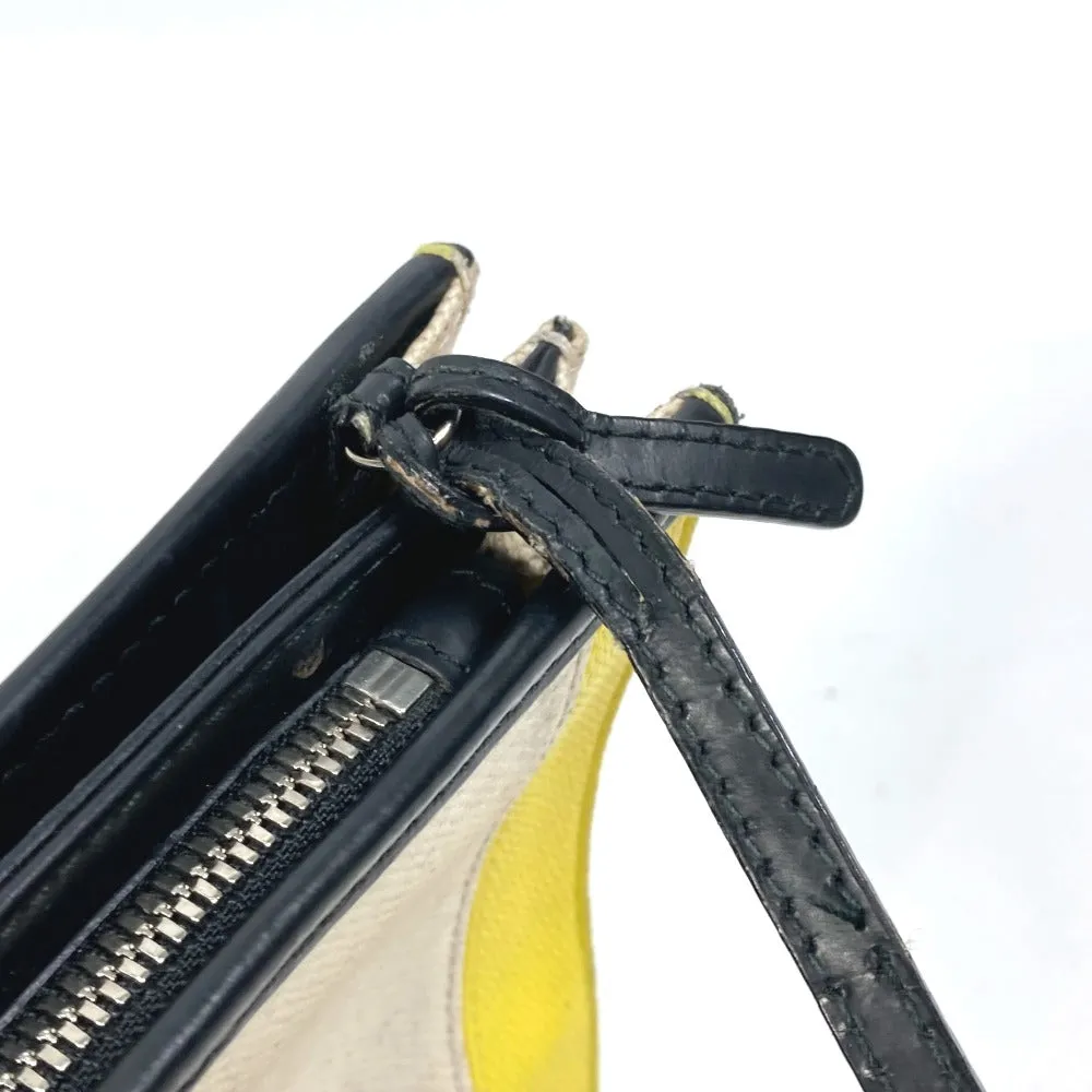 BALENCIAGA Shoulder Bag 339937 Leather / coated canvas yellow Navy Pochette Women Used Authentic