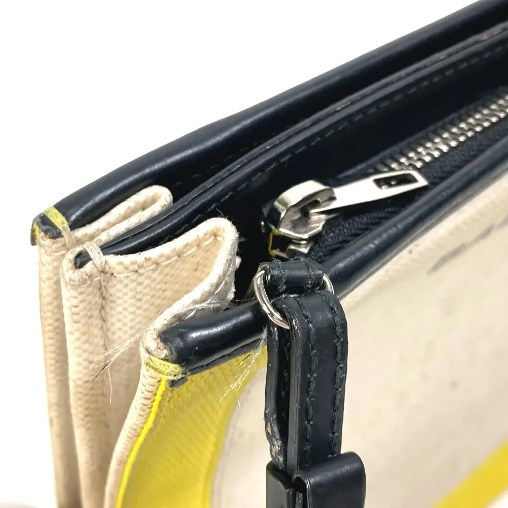 BALENCIAGA Shoulder Bag 339937 Leather / coated canvas yellow Navy Pochette Women Used Authentic