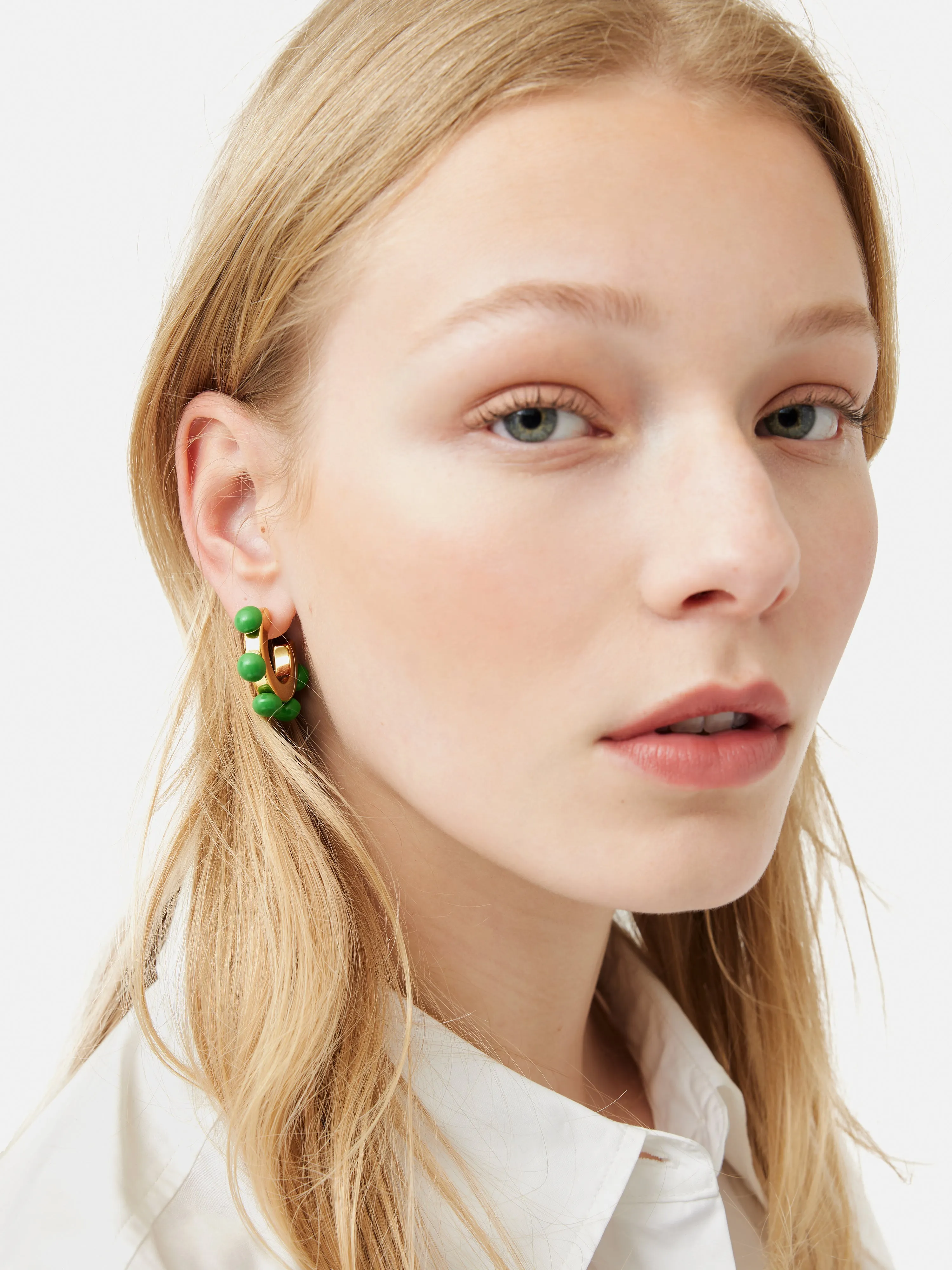 Ball Hoop Earrings | Green