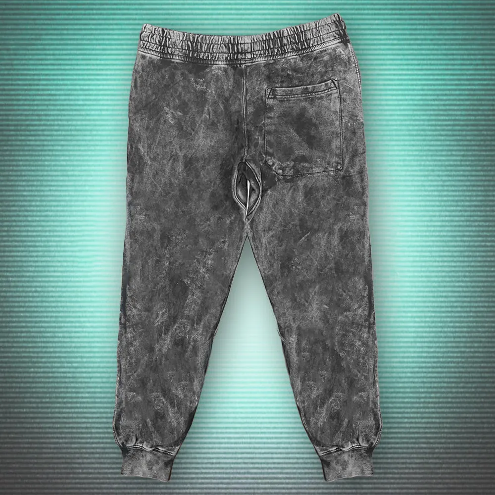 Big Swirl Black Volcanic Acid Wash Joggers