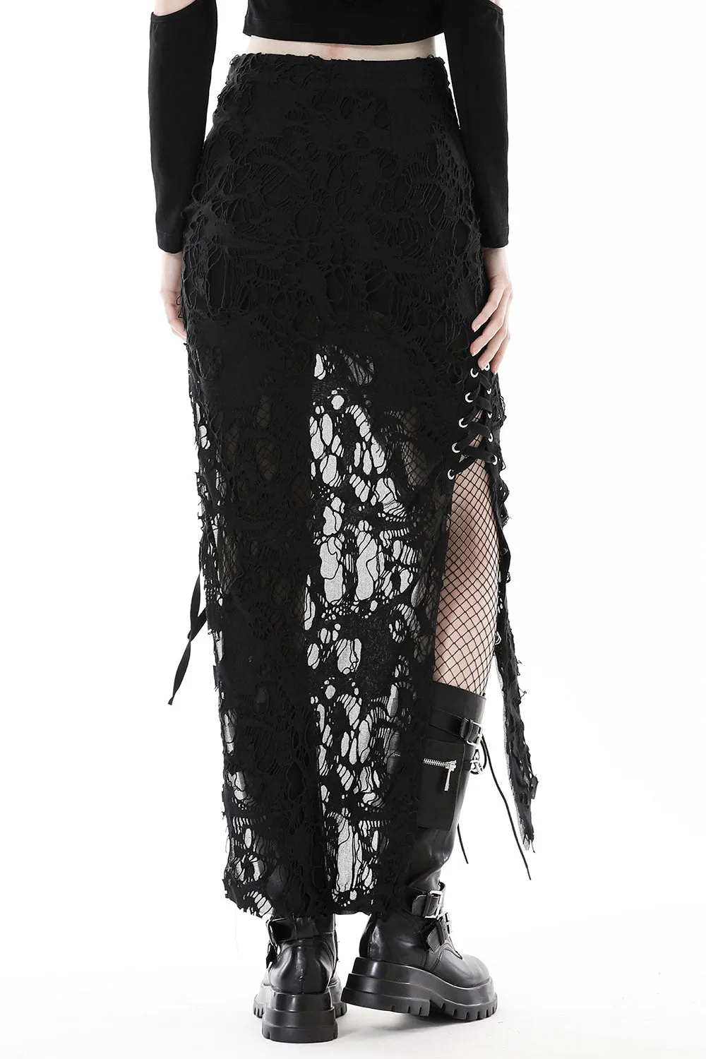 Black Apocalypse Maxi Slit Skirt