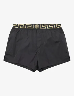 Black Greek Key Short Swim Shorts