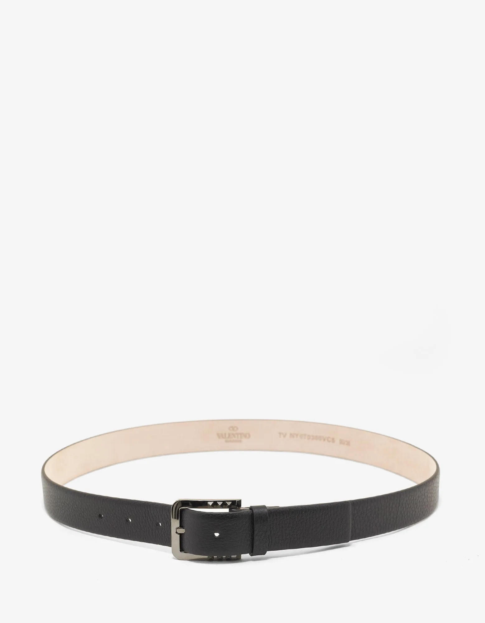 Black Leather Rockstud Buckle Belt