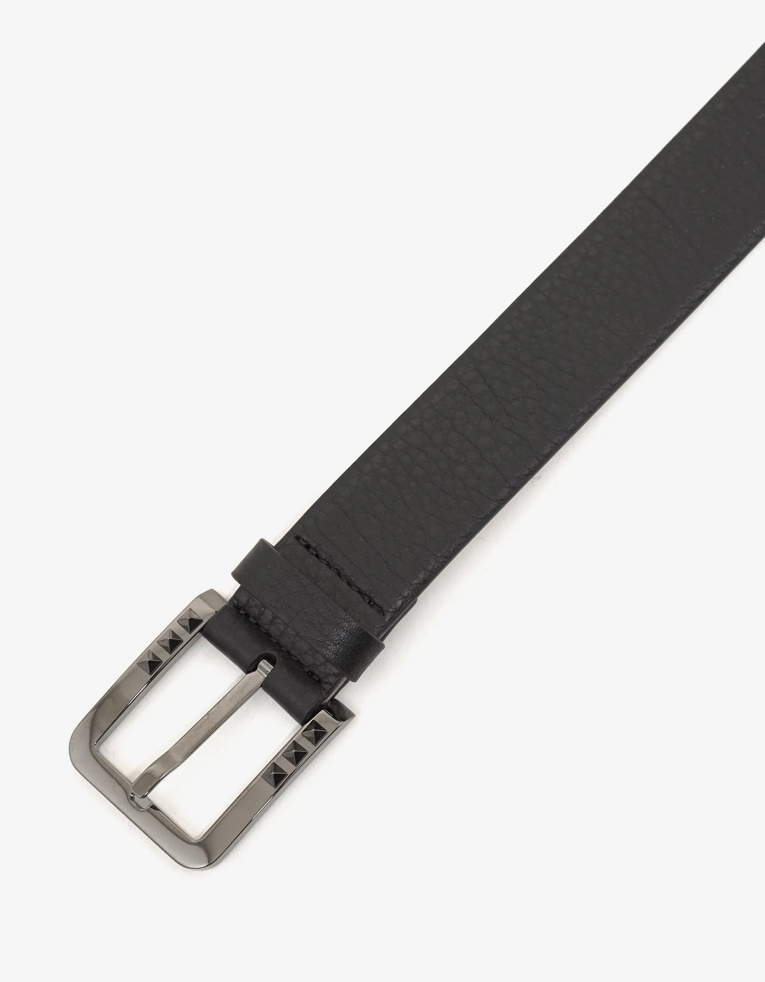 Black Leather Rockstud Buckle Belt