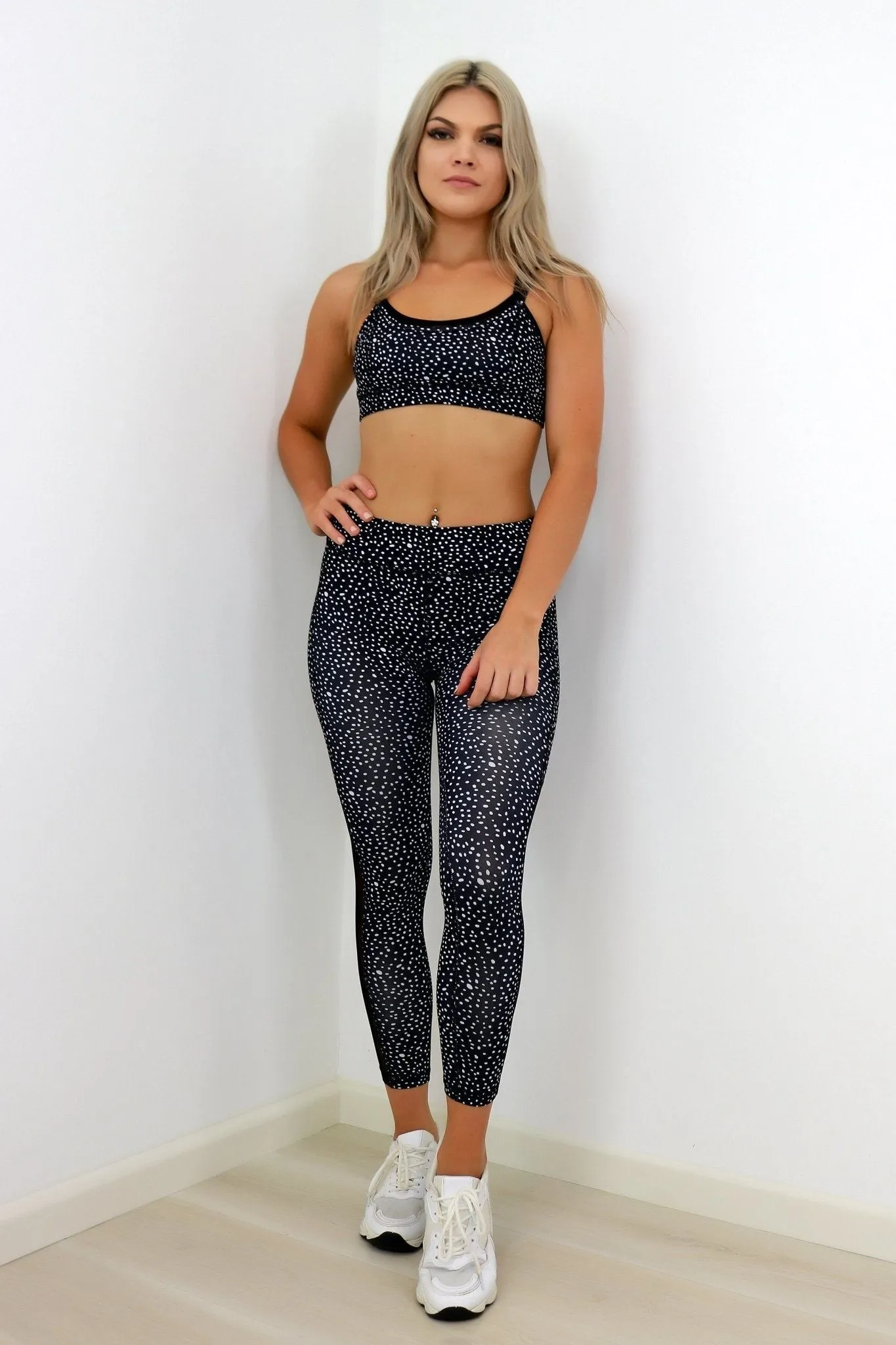 Black Leopard Sports Bra and 7/8 Length Legging Set