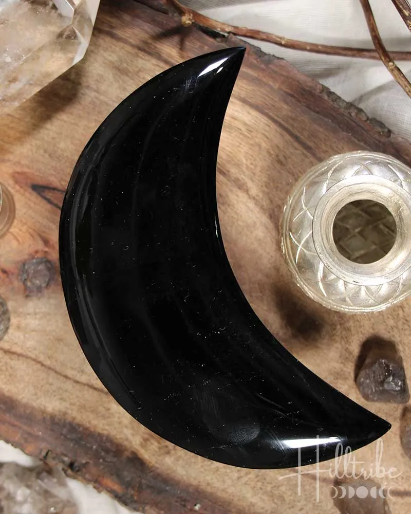 Black Obsidian Crescent Moon