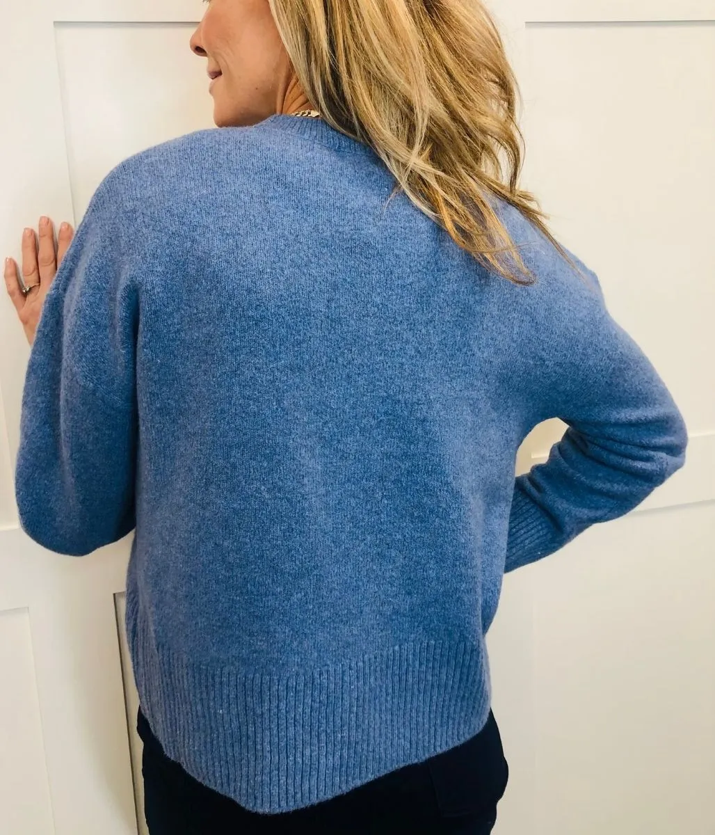 Blue Soft Crew Neck Jumper