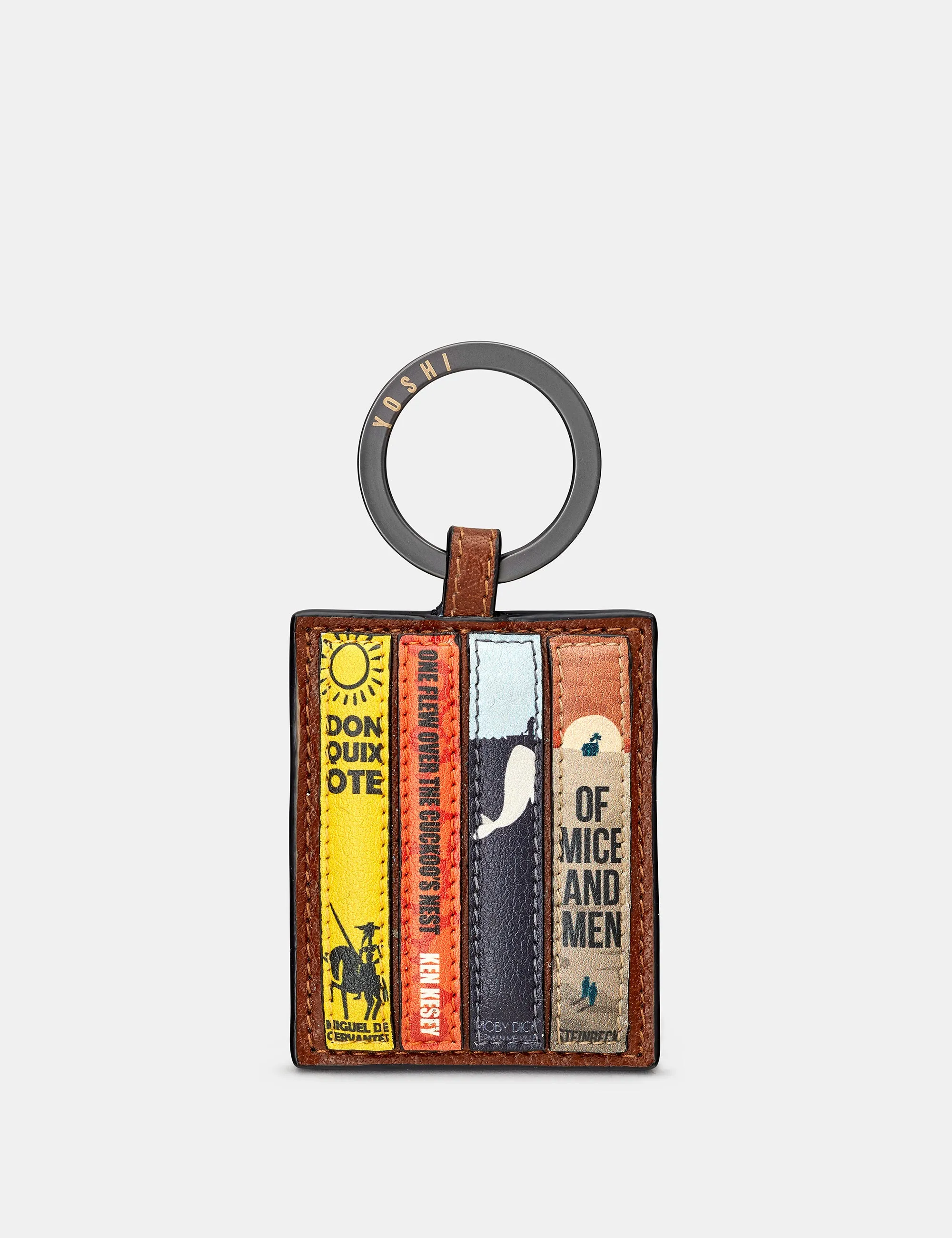 Bookworm Brown Leather Keyring