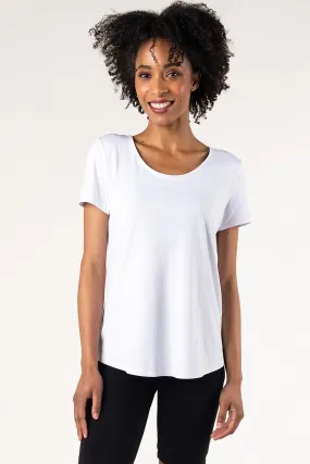 Brenda U-Neck Bamboo Tee - White