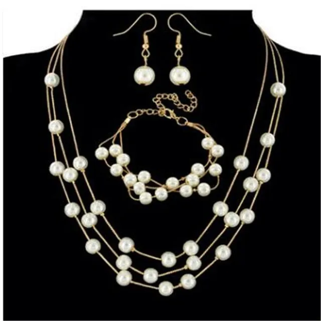 Bridal Simulated Pearl Jewelry Sets for Women's