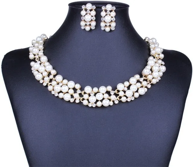 Bridal Simulated Pearl Jewelry Sets for Women's