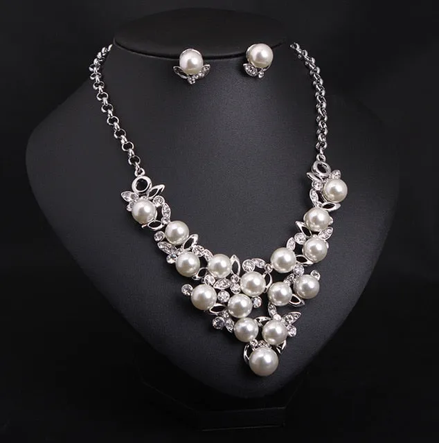 Bridal Simulated Pearl Jewelry Sets for Women's