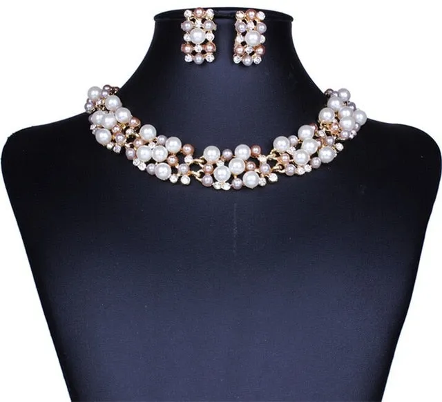 Bridal Simulated Pearl Jewelry Sets for Women's