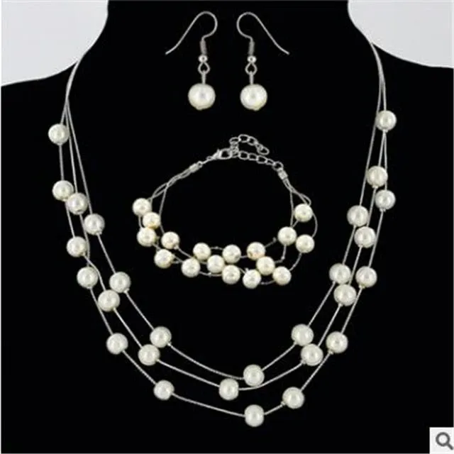 Bridal Simulated Pearl Jewelry Sets for Women's