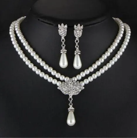 Bridal Simulated Pearl Jewelry Sets for Women's