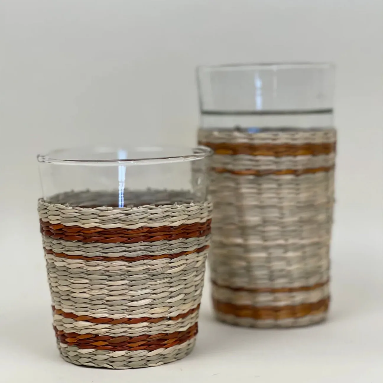 Brown Striped Seagrass Wide Tumbler