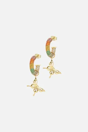 BUTTERFLY RAINBOW HOOP EARRINGS