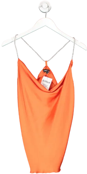 Cameo Rose Orange Satin Diamante Strap Top UK 12