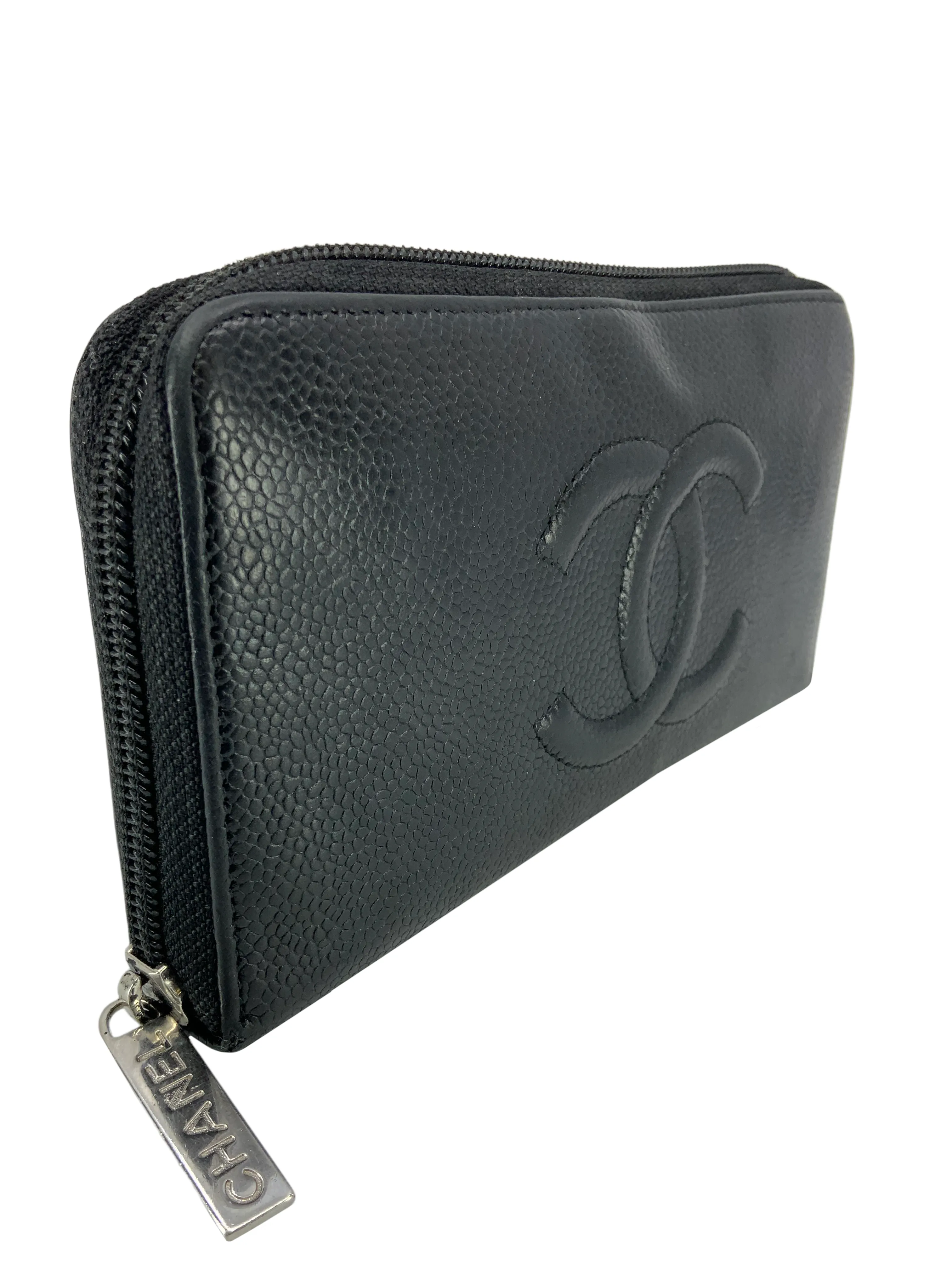 CHANEL Timeless CC Long Caviar Zipper Wallet