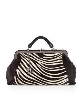 Charles Jourdan Galaxy II Zebra-Print Leather-Calf Hair Satchel