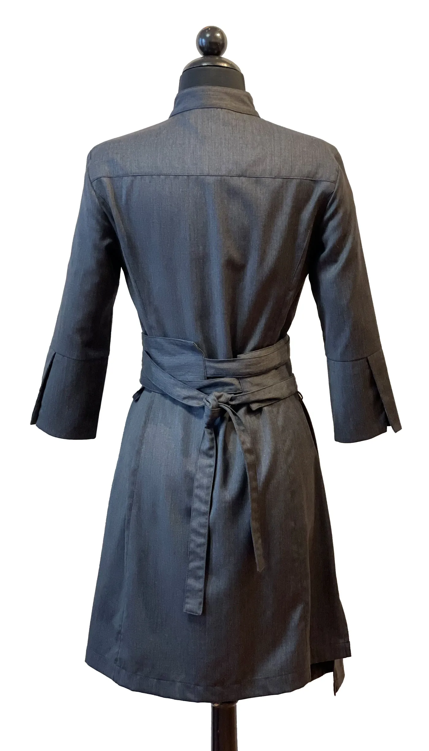 Classic Obi belt Shirtdress w/ 3/4 Sleeves / Wool